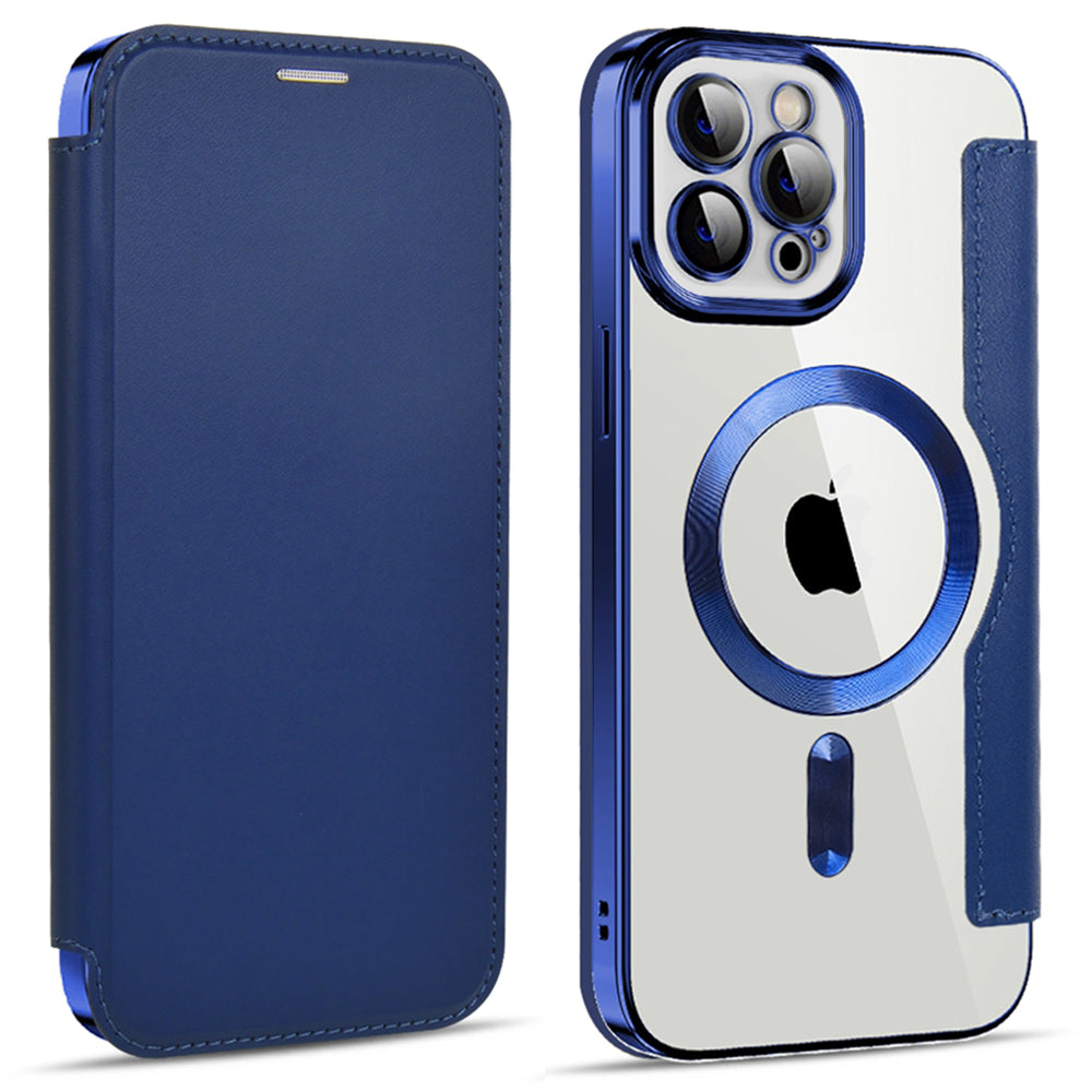 Phone Cover for iPhone 12 Pro 6.1 inch Compatible with MagSafe RFID Blocking Card Slots Well-protected PU Leather TPU Electroplating Clear Back Flip Case with Lens Film Phone Cover for iPhone 12 Pro 6.1 inch Compatible with MagSafe RFID Blocking Card Slots Well-protected PU Leather TPU Electroplating Clear Back Flip Case with Lens Film